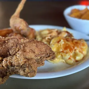 MORROW'S FRIED CHICKEN, BAKED MACARONI, YAMS