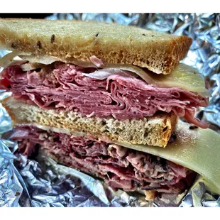 #1Triple Decker . Corned Beef &amp; NY Pastrami w/Swiss Cheese. Nice! Morry&apos;s Deli .Hyde Park  Fast Nice Cool!