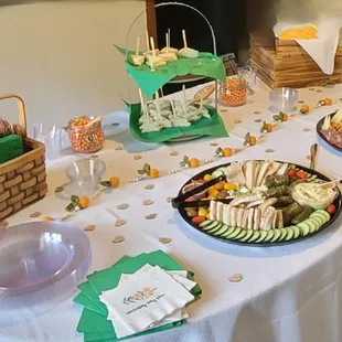 a table set for a st patrick&apos;s day party