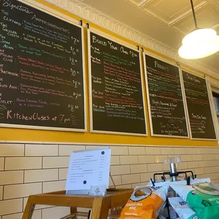 menus on the wall