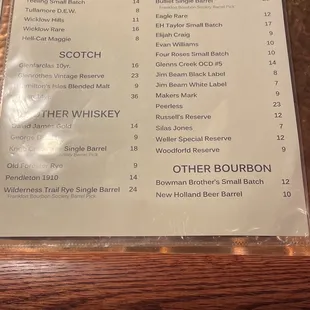 Bourbons and whiskeys