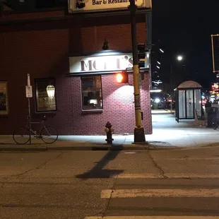 a street corner at night