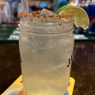 a margarita in a mason jar