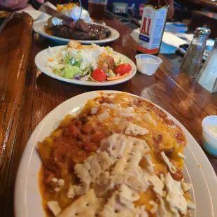 Tamales, salad, ribeye.