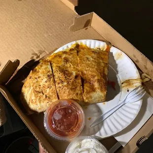 Quesadilla with Steak Tips (minus one piece, I was hungry)