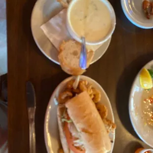 1/2 shrimp poboy and soup for $18.00