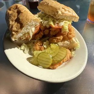 Shrimp poboy dressed.