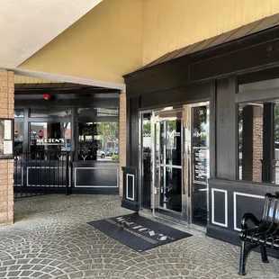 the entrance to the restaurant