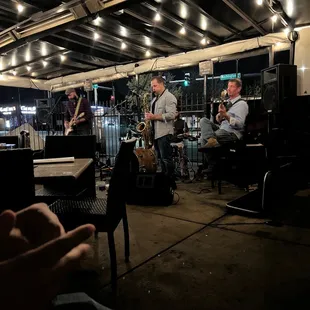 a band playing on stage