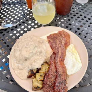 The Morty with bacon, mimosa, &amp; iced americano