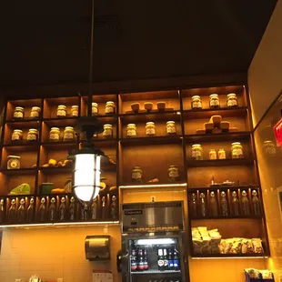 shelves of jars and bottles