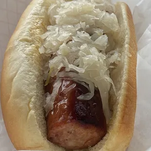 Maxwell St. Jumbo Smoked Polish w/ Spicy Brown Mustard &amp; Kraut!