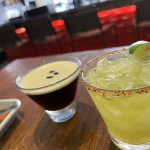 Coffee martini and pineapple jalapeño margarita