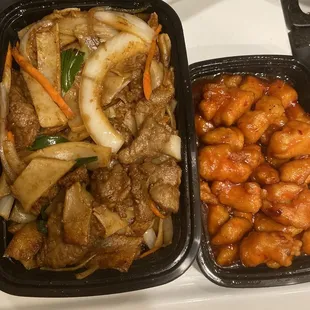 Beef Cantonese Chow Fun &amp; Orange Chicken