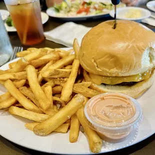 Perfectly made cheeseburger and crispy fries