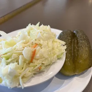 a pickle and coleslaw