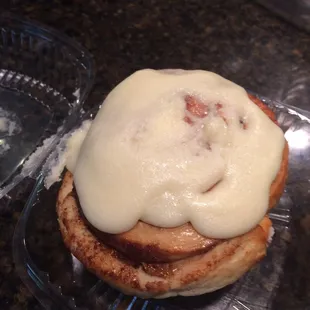 Fabulous homemade cinnamon roll. Got it to go and it was a great 10 PM desert warmed up next time I will try their apple turnover!