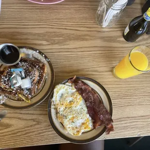 Bacon and overhard eggs