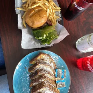 Classic burger and french toast