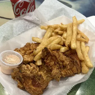 fried chicken and french fries