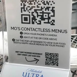 Contactless menu.