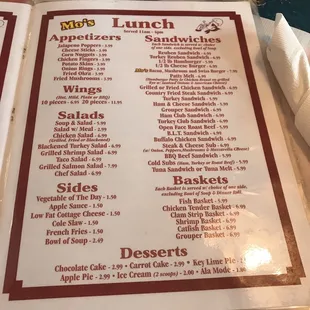 menu