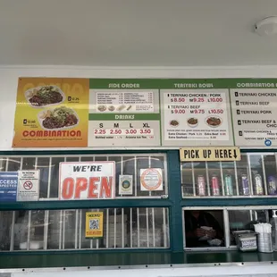 menus on the wall