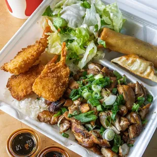 No.5 Teriyaki Chicken and Shrimp plate $14.75 (March 2025)