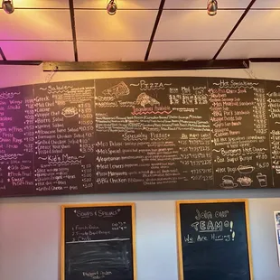 Menu on the chalkboard as you walk in