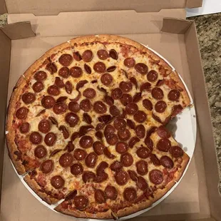This was petty good pizza! The crust was light and airy, the sauce was a light sweet sauce. I was over all pretty good!