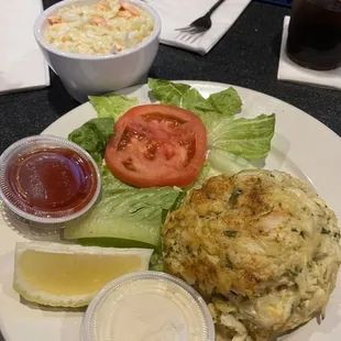 Crab cake and coleslaw
