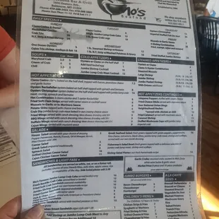 Front of the menu.