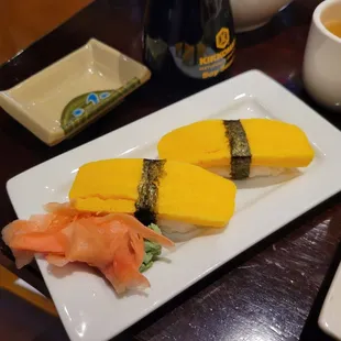 Tamago sushi. It&apos;s not on their menu but they do have it. You just need to ask.