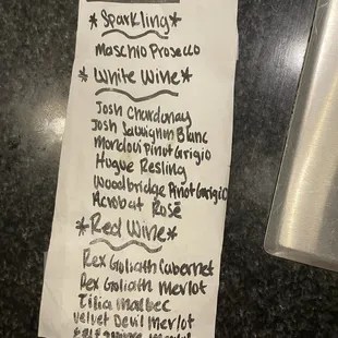 Wine list