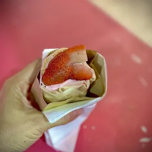 Strawberry and coconut crepe