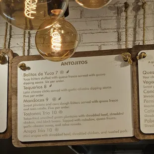 a menu of the restaurant