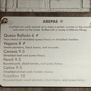 menu