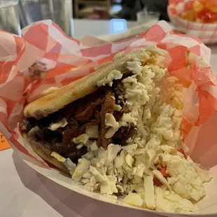 Pabellon (shredded beef, queso, plantains, and black beans)