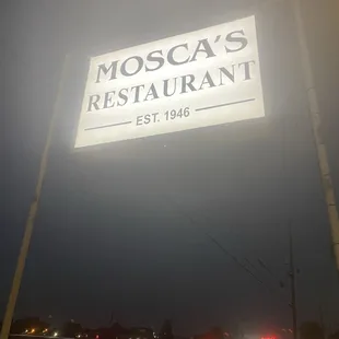 World famous Mosca's restaurant.