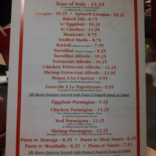the menu