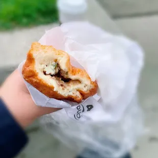 I haven&apos;t had a Piroshki with Beef and Cheese for a year?!? So greasy &amp; yummy! Had it with coffee.