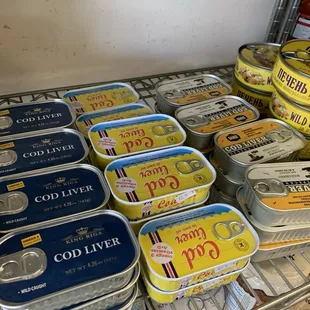 Cod liver- I use it to make salad Olivier