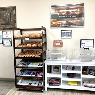 a display of bread and pastries