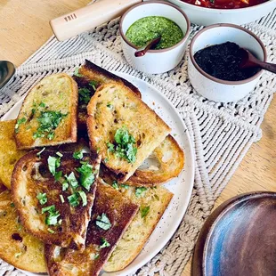 Toasted sourdough bread.