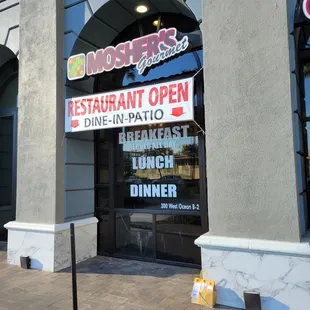 Mosher's Gourmet outside  Patio seating available