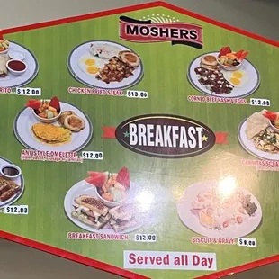 Breakfast menu