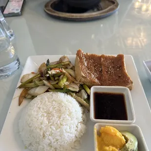 Tofu Steak and Spicy Seafood Soup