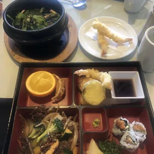 bento box and soba noodles soup