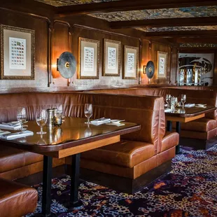 Comfortable booths with views of the water.