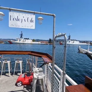 Entrance, with Coast guard cutters across the way.